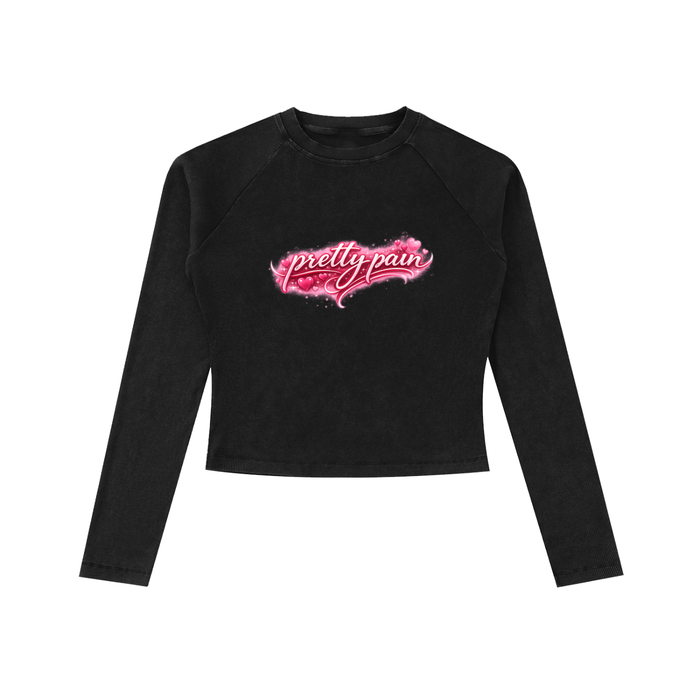 Built From Pain dyed washed raglan long sleeve slim T-shirt with a casual, stylish design featuring a comfortable fit and unique color pattern.