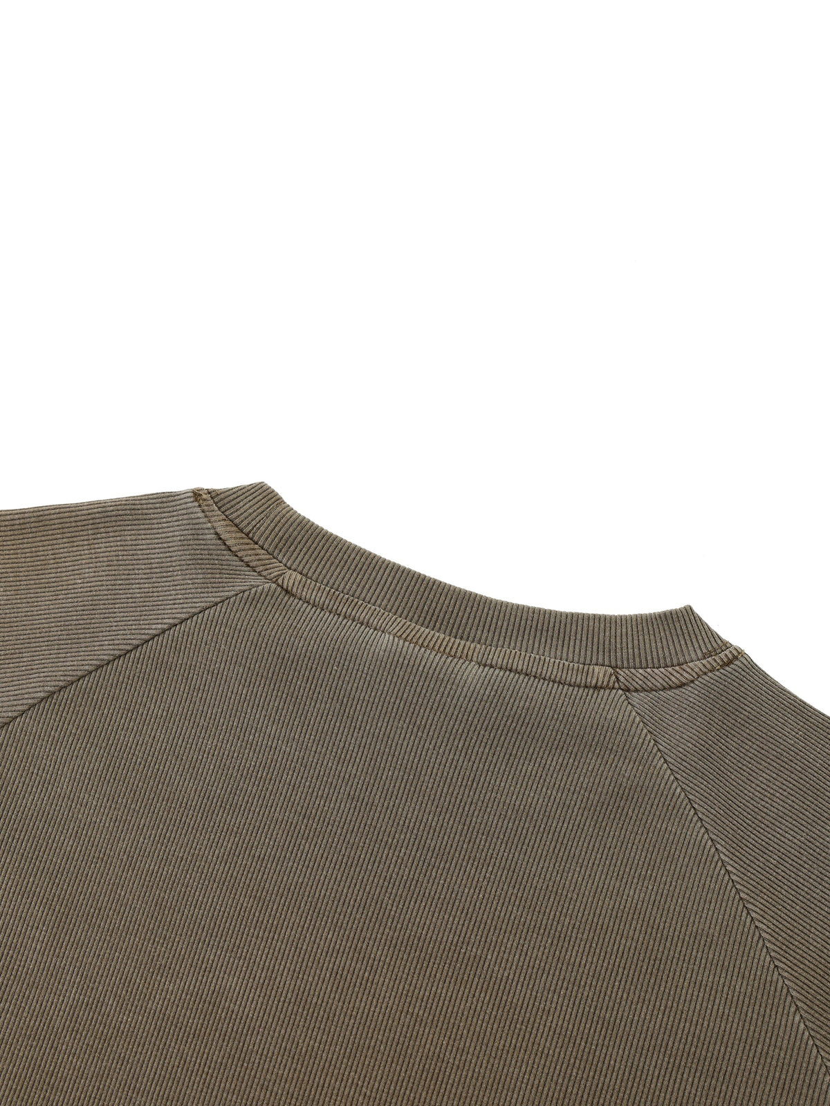 Built From Pain dyed washed raglan long sleeve slim T-shirt showing a faded, vintage-style design with contrasting sleeves.