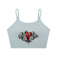 Built From Pain Pretty Pain spaghetti strap yoga sports bra with a sleek design and supportive fit for active wear.
