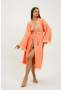 Buldano Jungle Kimono featuring elephant print, lightweight fabric, flowing design, perfect for casual or bohemian style.