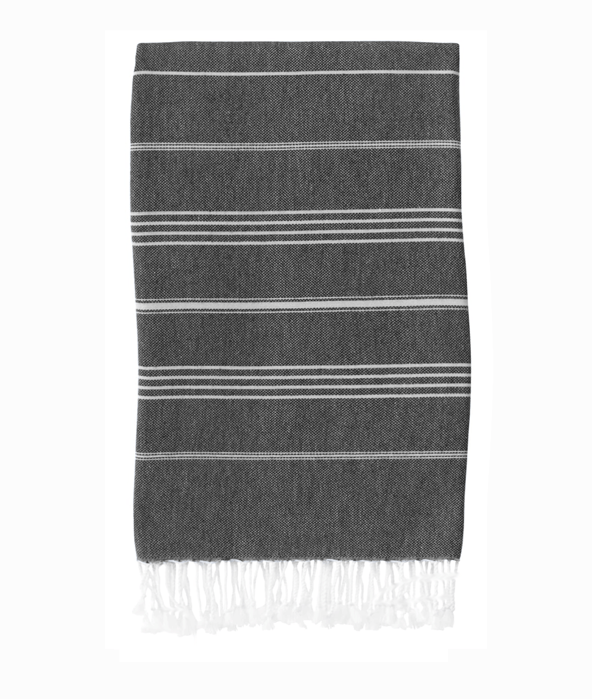 Navy classic Turkish towel by Buldano with traditional woven pattern, lightweight and soft for beach or bath use.
