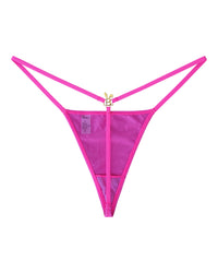 Hot pink Bunnies Room lingerie g-string with minimal coverage and satin-like fabric, displayed on a plain background.