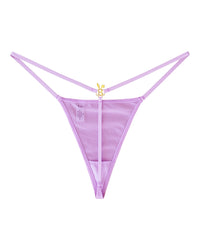 Icy pink Bunnie's Room lingerie G-string with delicate straps and minimal coverage on a plain background.