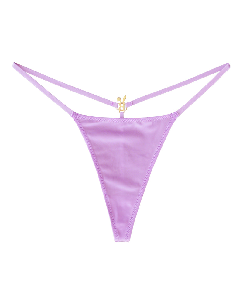 Bunnie's Room icy pink lingerie g-string with minimal coverage and delicate fabric, designed for a comfortable fit.