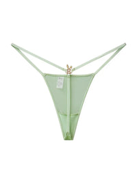 BUNNIES ROOM matcha green lingerie G-string with delicate fabric and minimal coverage, showcasing elegant and comfortable design.