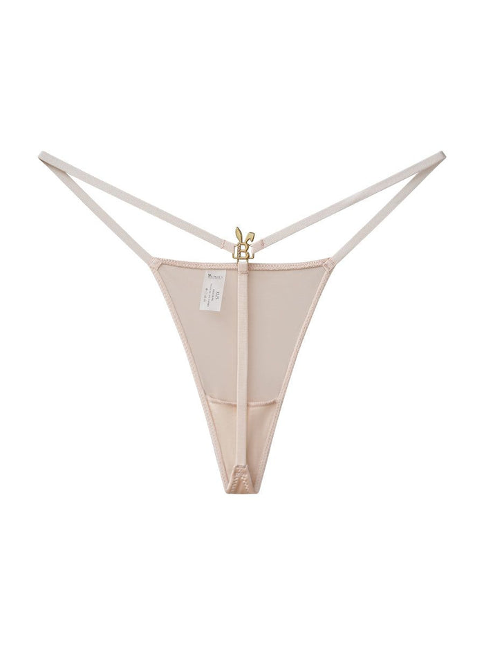 Nude BUNNIES ROOM lingerie G-string thong showcasing minimal coverage and delicate fabric detail.