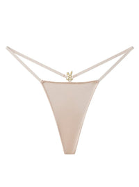 Nude Bunnies Room lingerie g-string with thin straps and minimal back coverage, styled on a mannequin.