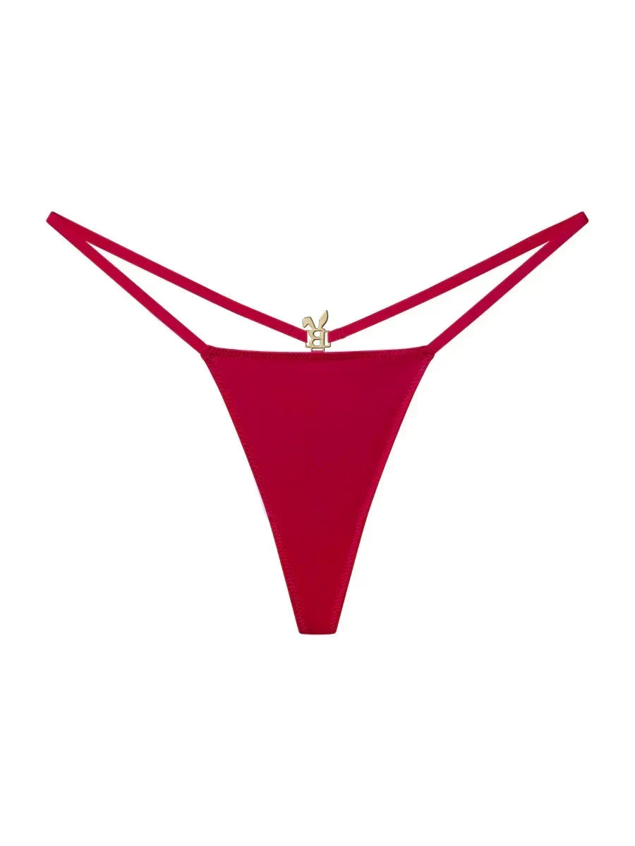 Red wine-colored lingerie G-string from Bunnies Room, featuring a sleek and minimal design with comfortable fit.