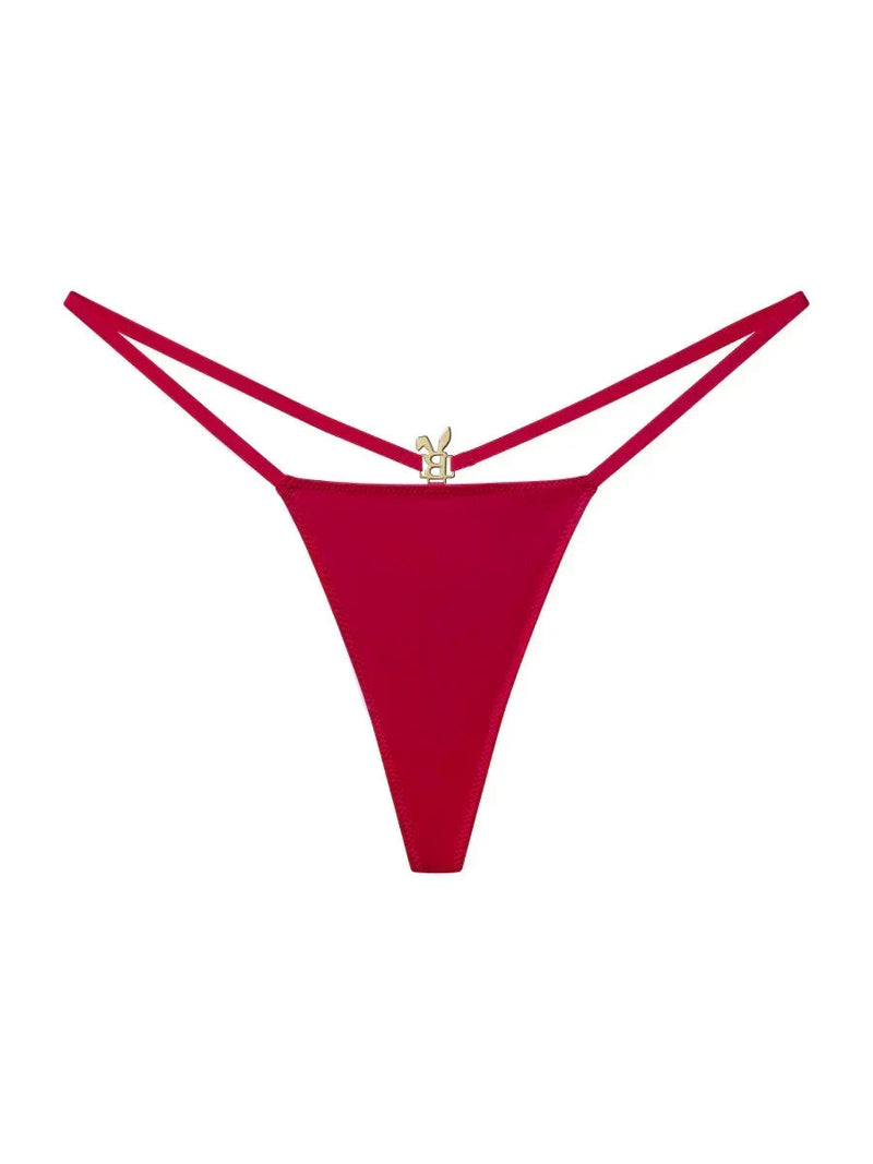 Red wine-colored lingerie G-string from Bunnies Room, featuring a sleek and minimal design with comfortable fit.