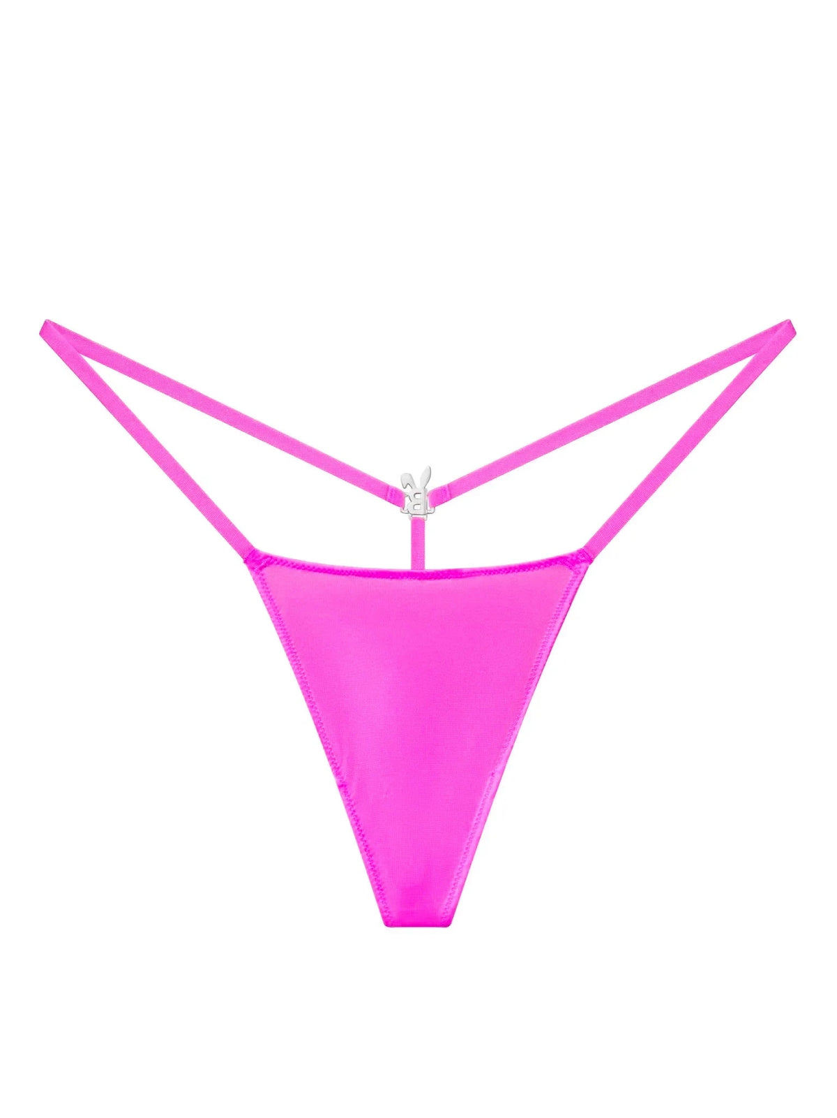 Hot pink iced out G-string lingerie from Bunnies Room, featuring sparkling embellishments and minimal coverage.