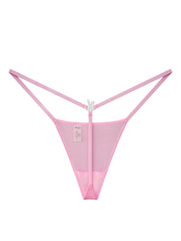 Pink ICED OUT G-string lingerie from Bunnies Room, showing the sparkling, jeweled design and delicate fabric details.