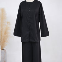 Button-Front Longline Top & Wide-Leg Trouser Set(MS456)