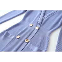 Retro knitted Hepburn dress for women by BYMANYC New York, featuring classic style and cozy knit fabric, in a vibrant Greenwich Village design.