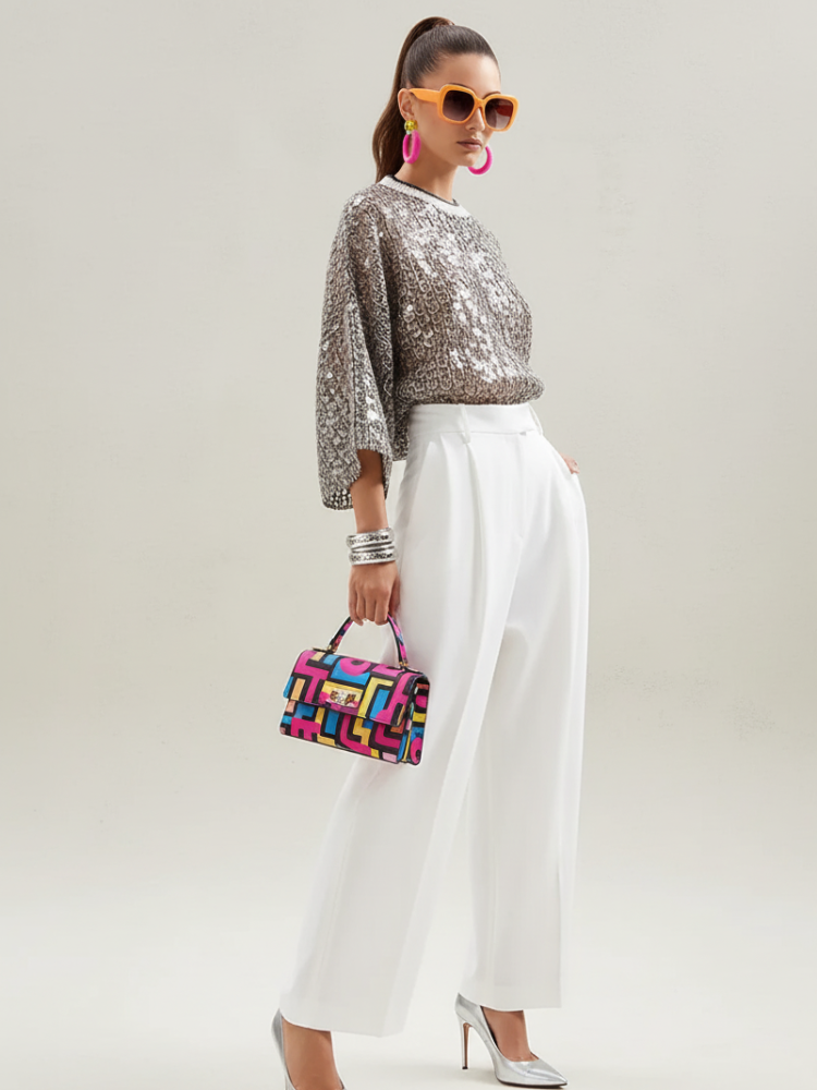 Women’s fish scale sequin top by BYMANYC New York featuring shimmering fish scale pattern and sleeveless design.