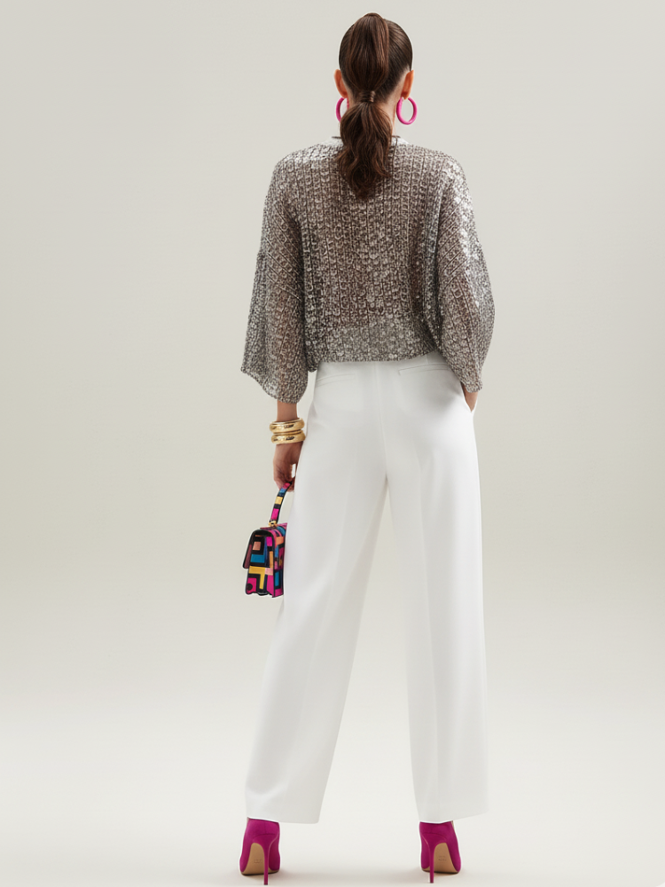 Women’s fish scale sequin top by BYMANYC New York featuring shimmering fish scale pattern and stylish design.