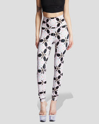 Black Purrfect Sin Leggings by Cats n Scribbles featuring a feline-themed design on stretchy fabric.