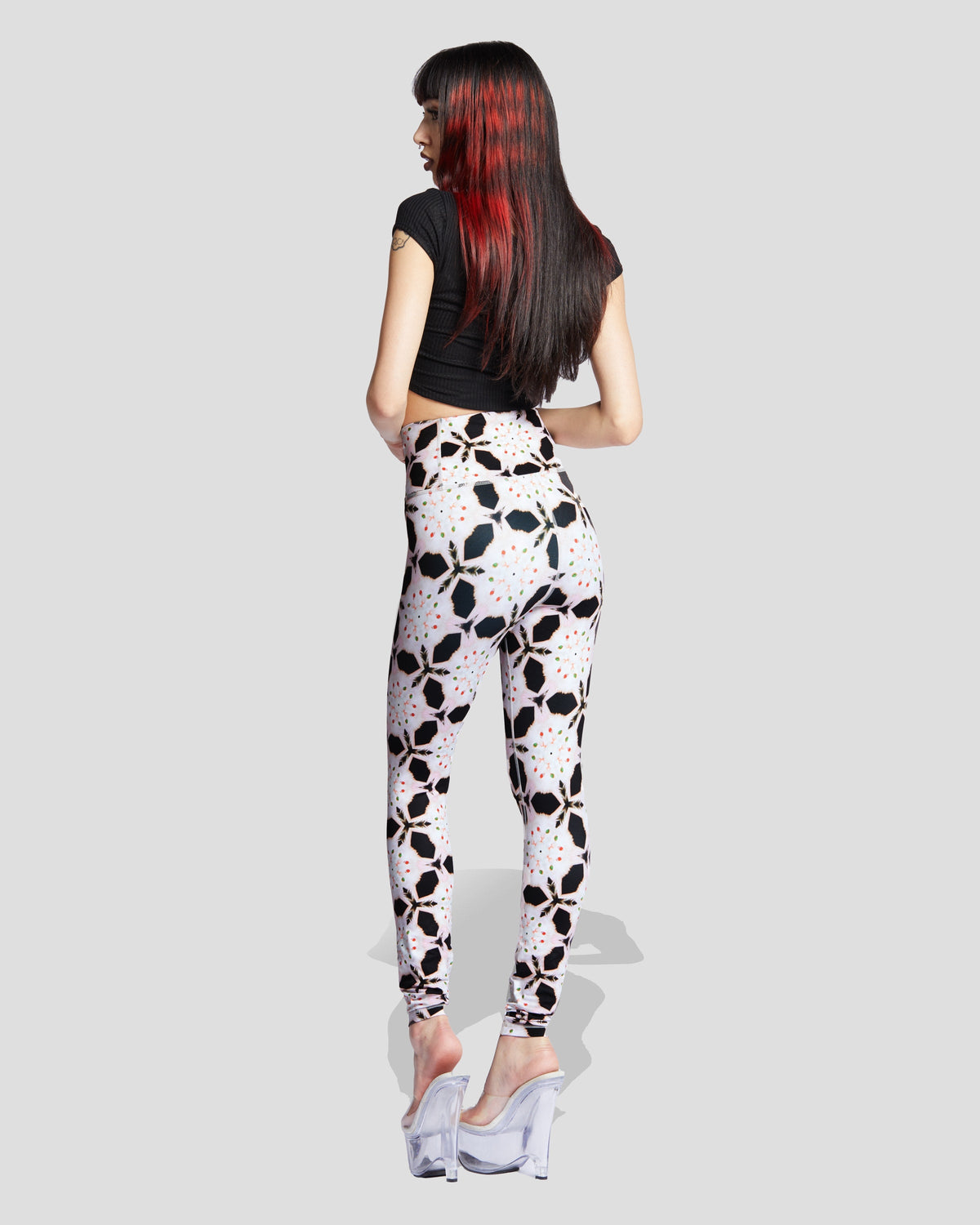 Black Purrfect Sin Leggings by Cats n Scribbles featuring feline-themed print, stretchy and comfortable for everyday wear.