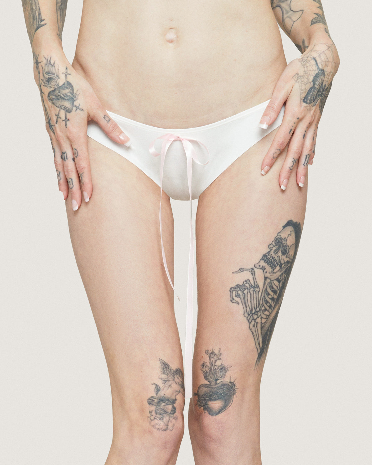 White classic princess brief lingerie by Cats n Scribbles, soft fabric, comfortable fit, with delicate lace details.