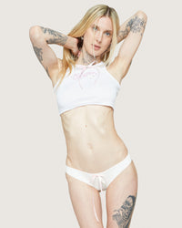 Soft white Classic Princess Brief lingerie by Cats n Scribbles featuring delicate lace and a comfortable fit.