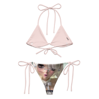 Pink Kitty.exe bikini swimwear by Cats n Scribbles, featuring a ballet pink color and playful cat-themed design.