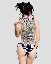 Two-piece Too Purr Bikini swimwear by Cats n Scribbles featuring a playful feline print in vibrant colors.