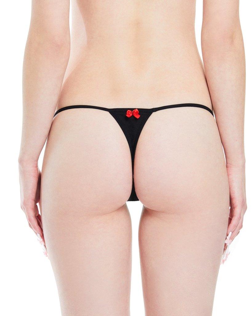 Black CNS x Dollz 2000 Feed Cats G-String underwear from Cats n Scribbles, shown in a close-up view.