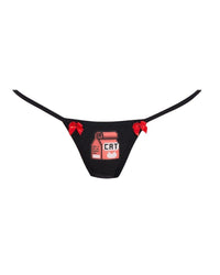 Black CNS x Dollz 2000 Feed Cats G-String underwear by Cats n Scribbles, showcasing the minimalistic design and fit.