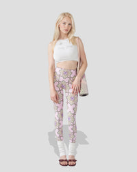 Pink Purrfection Sculpt Leggings for women by Cats n Scribbles, featuring a form-fitting design and vibrant pink color.