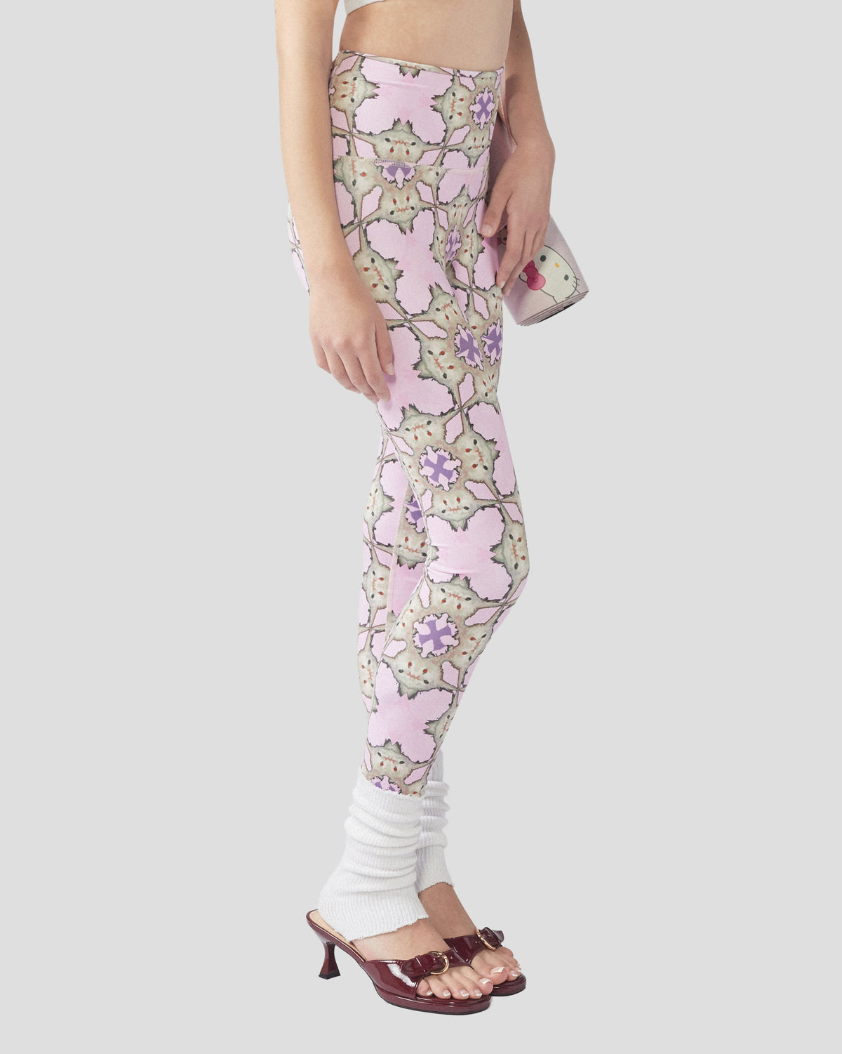 Pink Purrfection Sculpt Leggings for women by Cats n Scribbles, showcasing a fitted, vibrant pink design with a comfortable waistband.