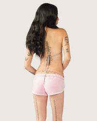 Pink Kitty Girl booty shorts for women from Cats n Scribbles, featuring a playful sweetheart design and comfortable fit.