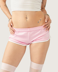 Women’s Kitty Girl Booty Shorts by Cats n Scribbles, featuring a playful heart design and comfortable fit for casual wear.
