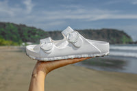 CCILU Horizon Check sandals for women featuring a white and grey check pattern and open-toe design.