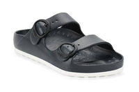Black and white CCILU Horizon check women's sandals with open toes and ankle straps, stylish and comfortable for casual wear.