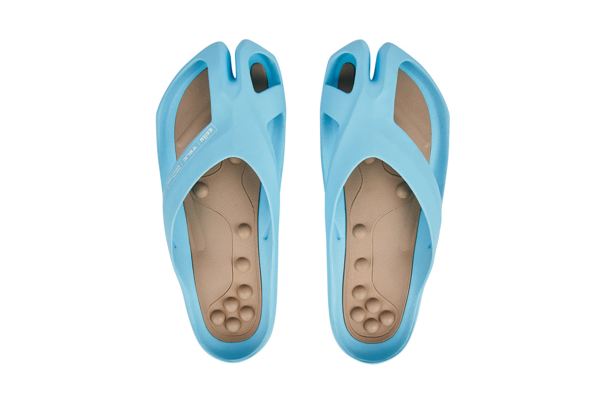 Sky blue CCILU women's stepping stones caring sandal with open toe and adjustable straps, casual and comfortable footwear.