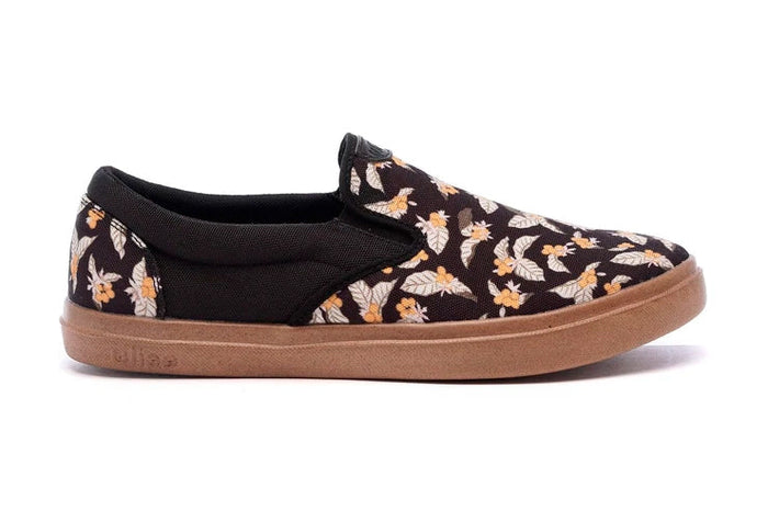 Black XpreSole Cody women's shoes by CCILU featuring a coffee flower pattern on the fabric.
