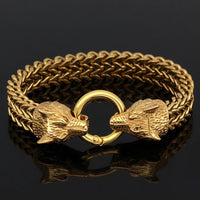 Vikings Wolf Heads Stainless Steel Bracelet