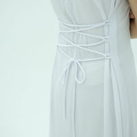 Corset-Back Lace-Up Sleeveless Maxi Dress(MS472)