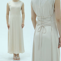 Corset-Back Lace-Up Sleeveless Maxi Dress(MS472)