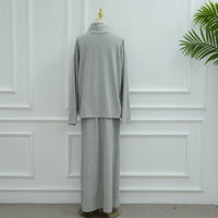 Cotton Half-Zip Top & Maxi Skirt Set(MS441)