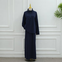 Cotton Half-Zip Top & Maxi Skirt Set(MS441)