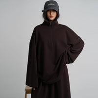 Cotton Half-Zip Top & Maxi Skirt Set(MS441)