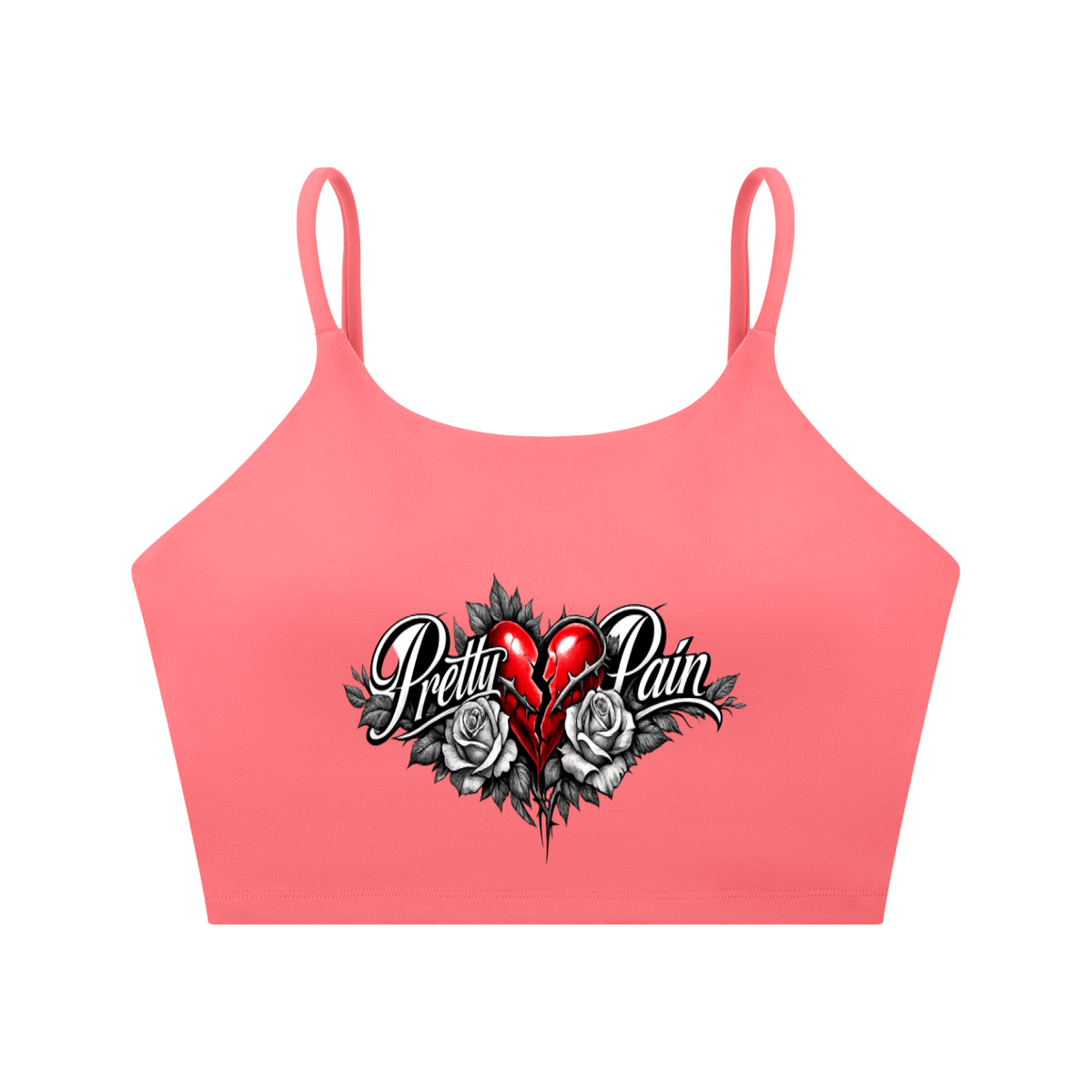 PRETTY PAIN Spaghetti Strap Yoga Sports Bra