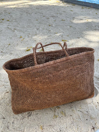 Blue Clipa XXL Raffia Beach Tote Bag by DC-Powered by People with woven raffia texture and spacious design for beach essentials.