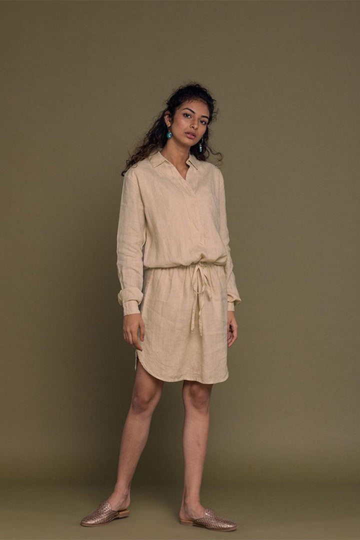 Neutral beige Cliff Dress by DC-Reistor featuring a relaxed fit, with a flowing silhouette and subtle neckline details.