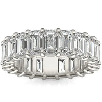 DC-Vossagin 6.25 CTW emerald lab-grown diamond eternity ring in 14K white gold with G-VS clarity, classic couture design.