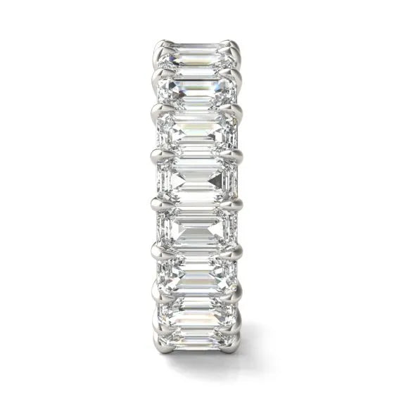 DC-Vossagin 6 1/4 CTW emerald lab-grown diamond eternity ring in 14K white gold with G-VS clarity, classic design.