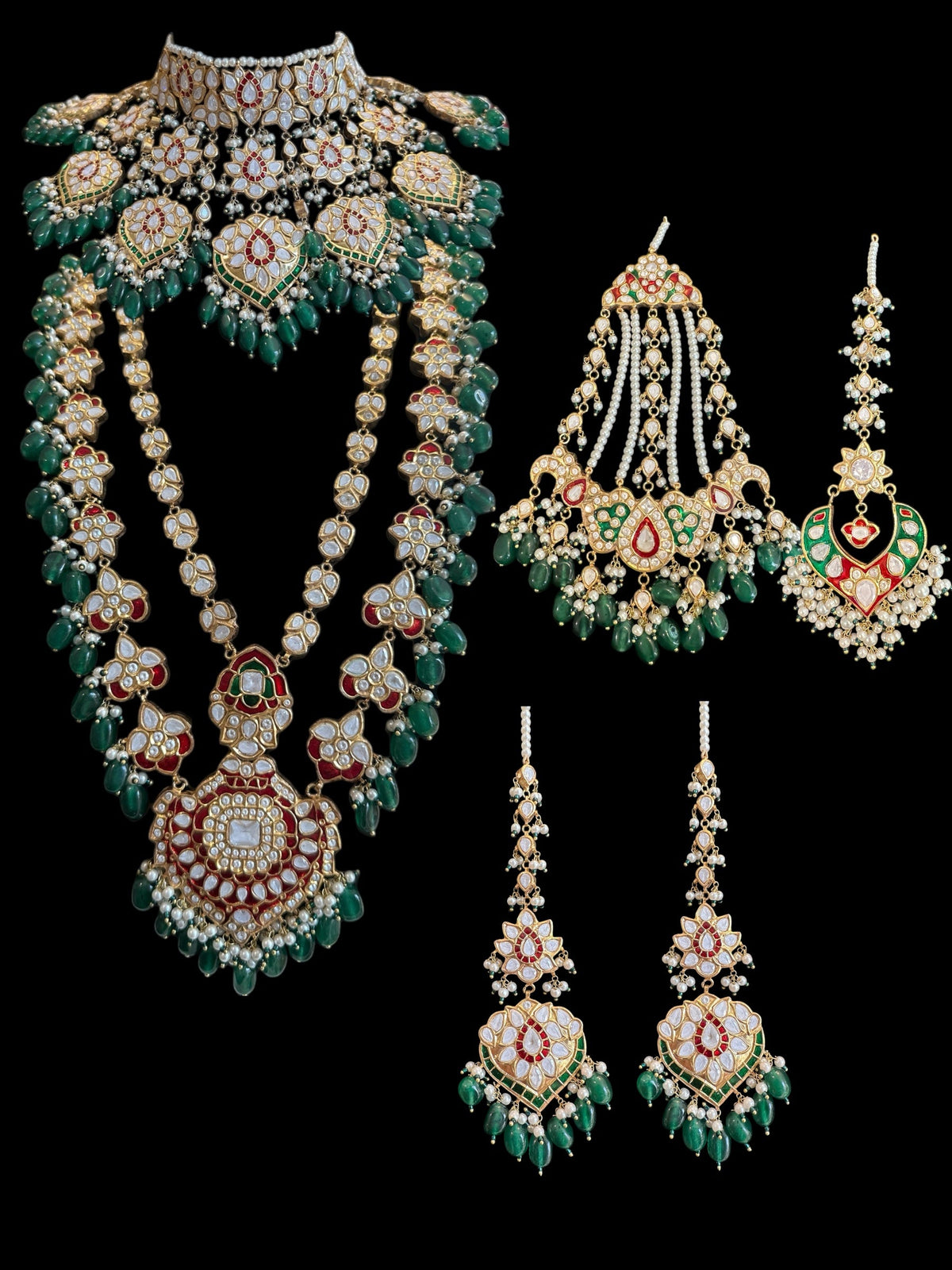 Deccan Jewelry BR466 Subah high-quality Meena bridal set with intricate gold and gemstone detailing, ready to ship.