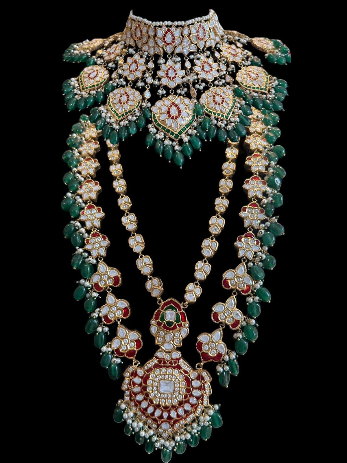Deccan Jewelry BR466 Subah high-quality meena bridal set with intricate gold and meenakari designs, ready to ship.