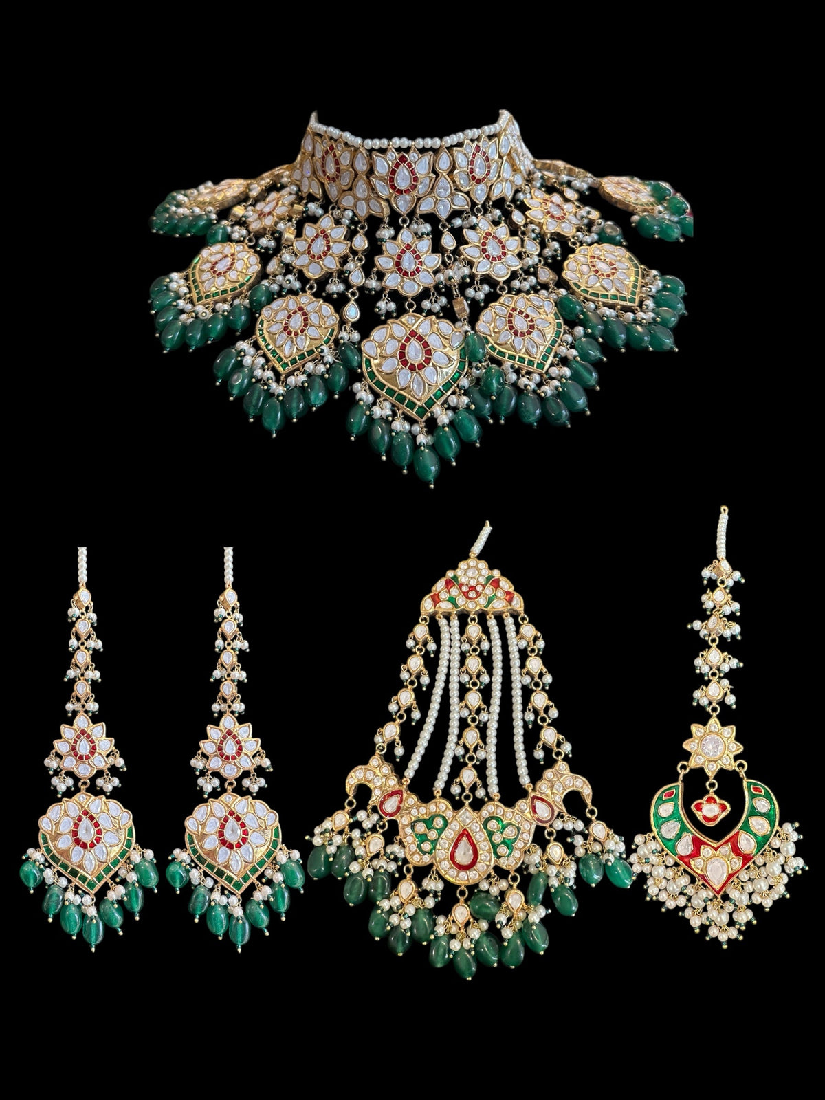 Deccan Jewelry BR466 Subah high-quality meena bridal set with intricate gold and gemstone designs, ready to ship.