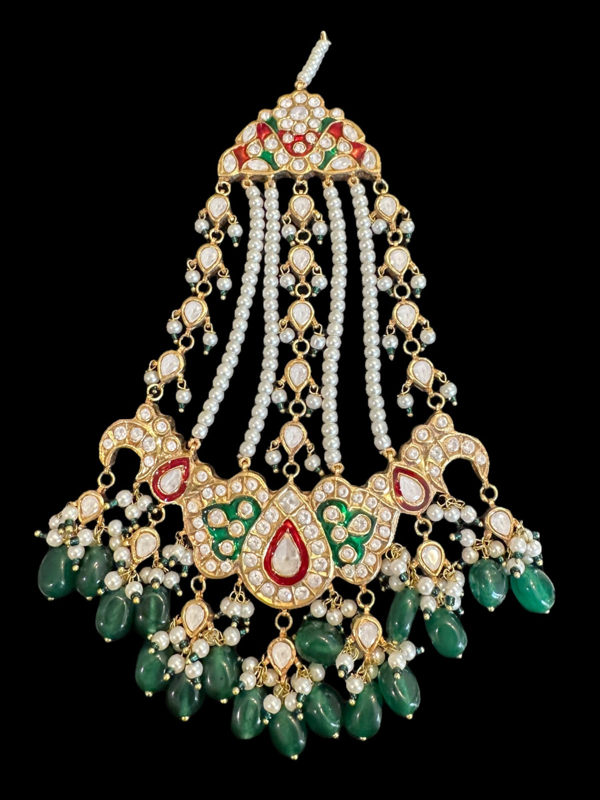 Deccan Jewelry BR466 Subah high-quality Meena bridal set with intricate gold and gemstone details, ready-to-ship.